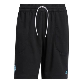 adidas Mens adidas Don Dream Short Solid Color Logo Printing Drawstring Lacing Straight Shorts Black HG4420