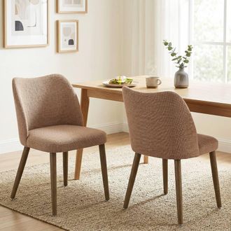 HOMCOM Dining Chairs Set of 2, Kitchen Chairs with Padded Seat, Curved Back in Brown | Size: 120