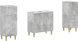 vidaXL Juego De Gabinete De Ba&ntilde;o De 2 Piezas Delft Gris Hormig&oacute;n Vidaxl