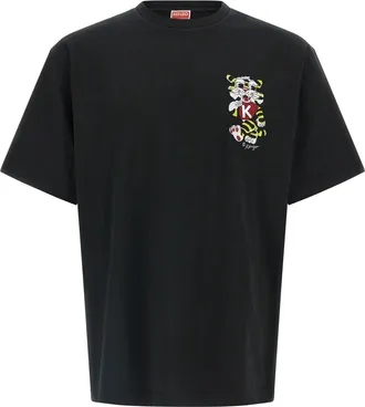 Kenzo Wild Tiger Embroidered T Shirt Nero-Uomo