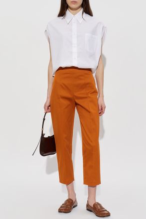 Marni Cotton Trousers With Stitching On The Legs, Womens, Orange