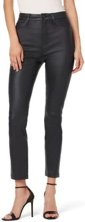 Hudson Harlow Leather Ultra High Waist Cigarette Jeans in Black at Nordstrom Rack, Size 33