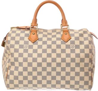 Louis Vuitton White Damier Azur Coated Canvas Speedy 30 (Authentic Pre-Loved)