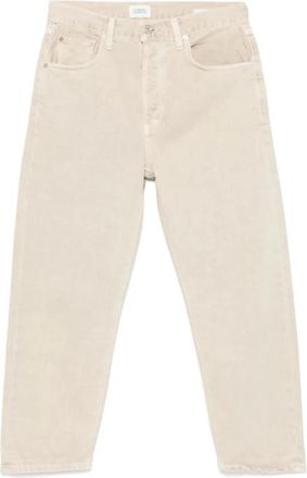 Citizens Of Humanity Beige Knoopsluiting Jeans Klassieke Zakken - Dames - Loose Fit Jeans - Beige - W26 - Katoen - Jeans