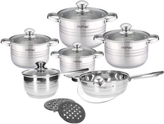 OEM Conjunto De Cocina - Cheffinger - Cf-ss1231 - 4 Ollas - 1 Sart&eacute;n - Acero Inoxidable