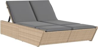 vidaXL Vidaxl - Tumbona Doble Con Cojines Rat&aacute;n Sint&eacute;tico Beige