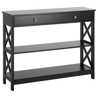 Beliani Aparador Negro 80 X 100 X 30 Cm 1 Caj&oacute;n 2 Baldas Estilo R&uacute;stico Montgomery