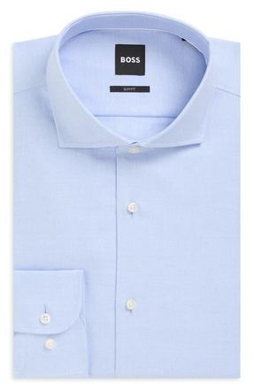 BOSS Hank Slim Fit Light Blue Cotton Dress Shirt in Light/Pastel Blue at Nordstrom, Size 15.5