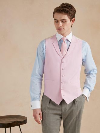 Oliver Brown Single Breasted Linen Waistcoat - Pink