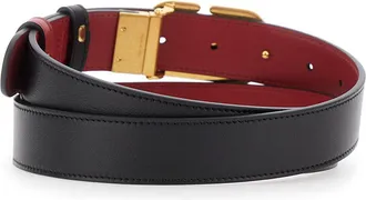 Valentino Garavani Womens Belt Vlogo Buckle Black Leather Reversible Calf