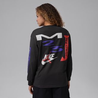 Nike Jordan Womens Jordan Flight Oversized Long-Sleeve T-Shirt in Black | IF0803-045