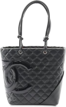 Chanel Borsa tote Chanel Cambon Line media in pelle verniciata 2005-2006 - Nero