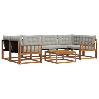 vidaXL Conjunto De Sof&aacute;s De Exterior 7 Pcs Gris Natural Y Claro Vidaxl