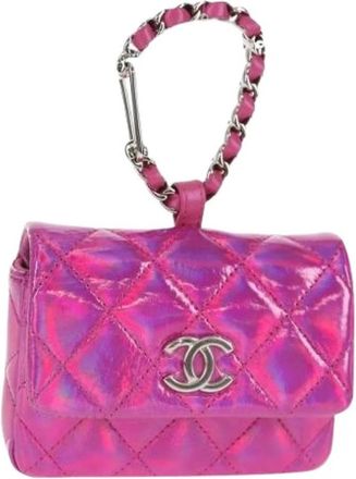 Chanel Pre-owned Vintage Mini Pouch - Dames - Vintage Mini Tas - Roze - ONE Size - Leer - Vintage