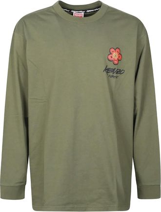 Kenzo T-shirt Boke-flower a maniche lunghe - Verde