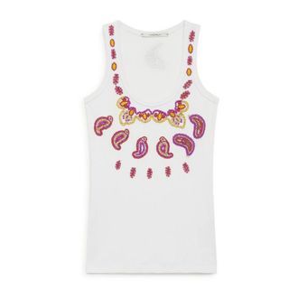 Maliparmi Sleeveless Tops, female, White, Size: XS Spin Embroidery Tank Top