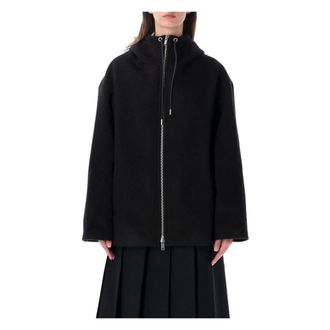 STUDIO NICHOLSON Etna Zip Through Hooded Jacket - Dames - Jassen - Zwart - Maat: 2XS Wol