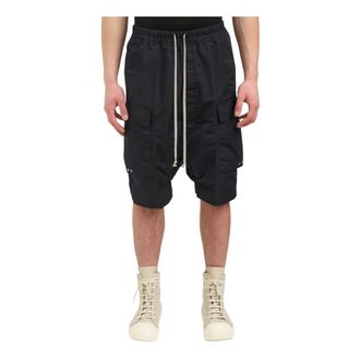 Rick Owens Long Shorts, male, Black, Size: S Cargo Pod Shorts