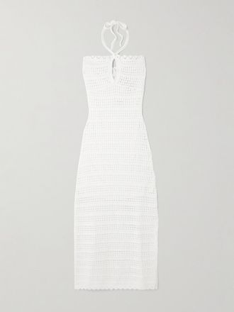 SIMKHAI Abito Maxi Cut-out Con Scollo Allamericana In Misto Cotone Crochet - Avorio