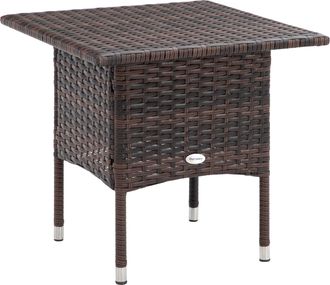 OUTSUNNY PE Rattan Outdoor Coffee Table - Easy Match Rattan Side Table - Brown | TJ Hughes