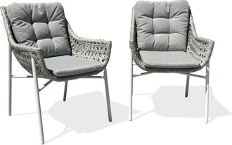 DCB Garden Conjunto de 2 sillones de jard&iacute;n - blanco