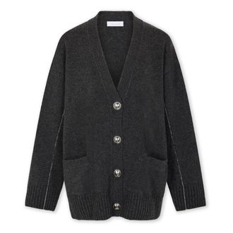 Paco Rabanne Cardigans, female, Gray, Size: S Dark Grey Wool Cashmere Cardigan