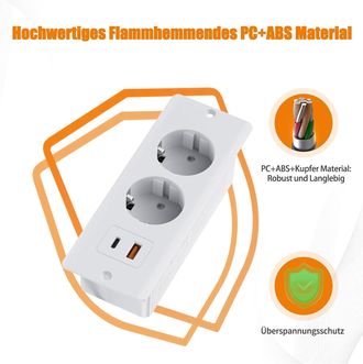 OEM Conexi&oacute;n Usb Integrada, Conexi&oacute;n De Mesa Con 2 Puertos Usb Y Cable De Alimentaci&oacute;n De 2 V&iacute;as, Enchufes Dobles Integrados Para Mesa Con Cable De 2 M, C