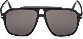 Tom Ford Autari 56mm Navigator Sunglasses in Black /Eco /Smoke Lenses at Nordstrom Rack