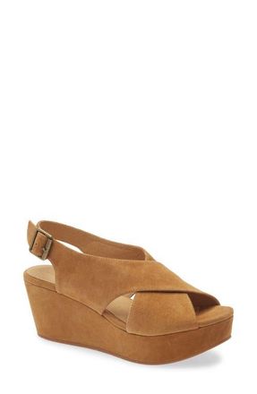 Chocolat Blu Wim Platform Wedge Sandal in Camel Suede at Nordstrom, Size 6.5