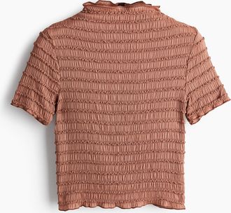 H&M Gesmoktes Shirt mit Overlock-Details - Orange