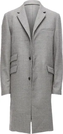 Marni Houndstooth Wool Blend Invisible Placket Longline Coat