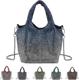 Generic Elegant Rhinestone Clutch Purse for Women,Sparkly Evening Bag with Chain for Wedding,Prom,Party,Gala (gradient blue)