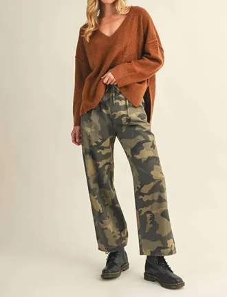 Mustard Seed Front Tie Pants In Camo