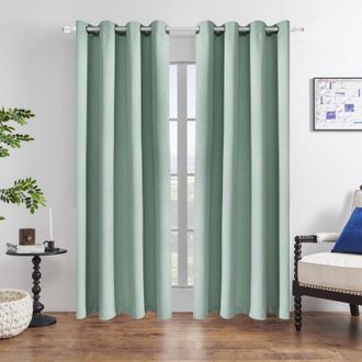 OEM Cortinas T&eacute;rmicas Aislantes Para Ventanas, Ahorradoras De Energ&iacute;a, Con Ojales Para Habitaci&oacute;n De Beb&eacute; O Adulto, 140 X 175 Cm, Color Verde Salvia (2 Un