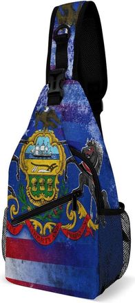 Generic U.S. And Pennsylvania State Flag Mens Crossbody Chest Sling Bag for Travel Hiking Lightweight Shoulder Bags with Small Side