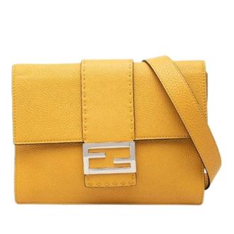 Fendi Pre-owned Flat Bucket Medium Leren Schoudertas - Dames - Pre-owned - Geel - Maat: ONE Size Leer