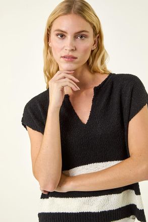 Roman Stripe V-Neck Knit Vest