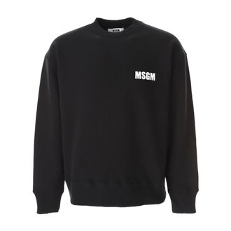 Msgm Sweatshirts, male, Black, Size: XL Badge Sweatshirt