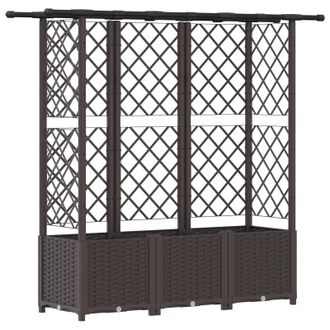 vidaXL Cama Elevada Con Trellis Y Techo Marr&oacute;n 162,5 X 40 X 138 Cm Pp Vidaxl