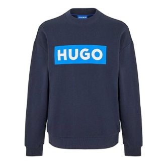 HUGO BOSS Hugo Heren Niero Box Logo Crew Neck Sweatshirt (Marine)