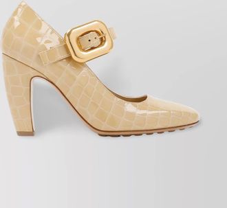 Bottega Veneta embossed leather mary jane pumps