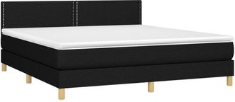 vidaXL Cama Box Spring Con Colch&oacute;n Led Tela Negro 180x200 Cm Vidaxl