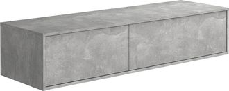 Vente-Unique Mueble de baño bajo lavabo flotante - Color gris cemento - L150 cm - ISAURE II