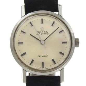 Omega Pre-owned De Ville Stainless Steel Automatic - Dames - Vintage Horloges - Grijs - ONE Size - Leer - Vintage