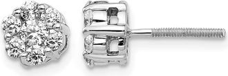 Diamond2Deal 14K White Gold 5/8 ct Lab Grown Diamond Cluster Screwback Stud Earrings VS Clarity, G-H Color