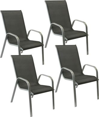 Happy Garden Pack De 4 Sillas Marbella En Textileno Gris Aluminio Gris