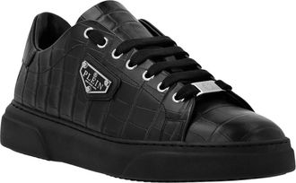 Philipp Plein Crocco Lo-Top Sneakers Iconic Plein - unisex - Sneakers - Zwart - 35 EU - Leer - Schoenen