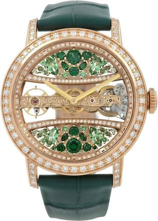 Corum Pre-owned Corum Golden Bridge Hand Wind Diamond Green Dial Mens Watch 113.000.85/0F17DV98R