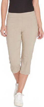 Multiples Pull-On Capris Pants With Back Pockets In Stone