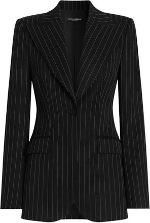 Dolce & Gabbana Single-Breasted Turlingon Pinstripe Blazer